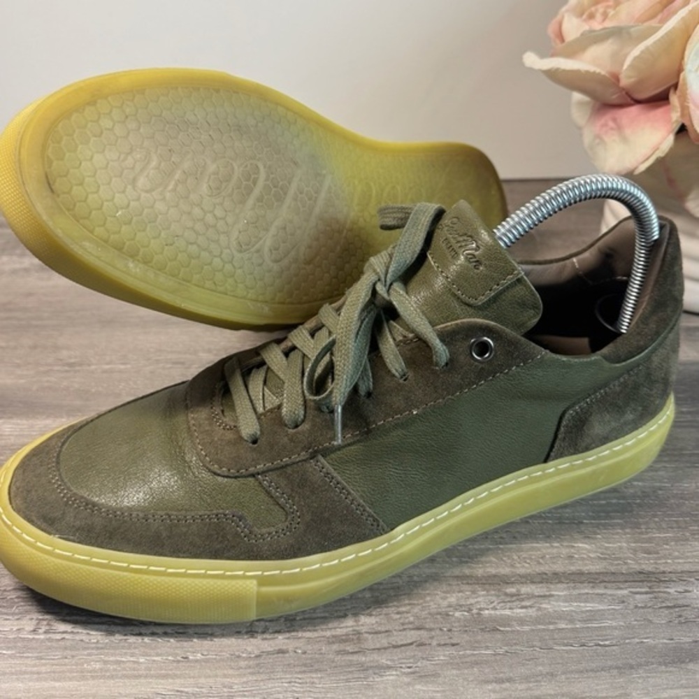 Goodman Modern London Edge Olive Green Leather Suede Snekers Mens 8